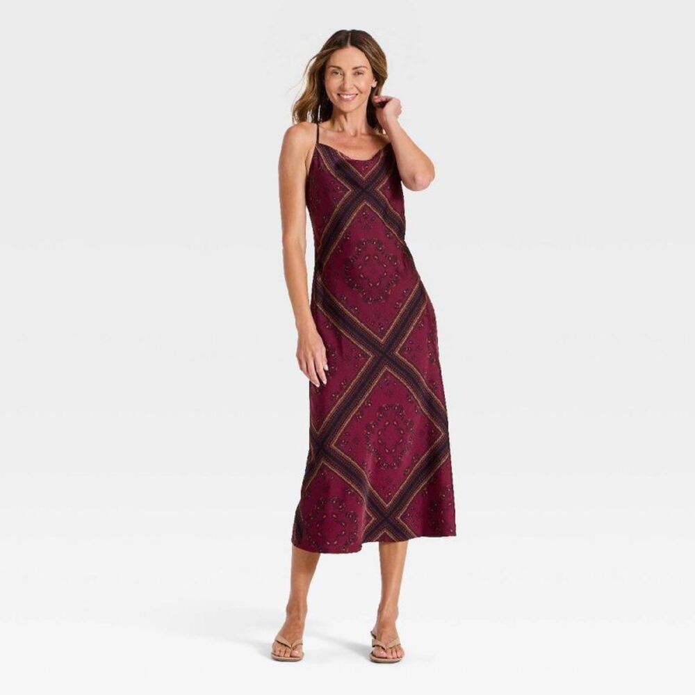 Women's Slip Maxi Dress - A New Day Burgundy M